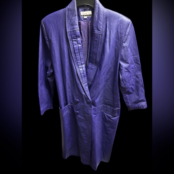 VINTAGE Diana Marco Long Leather  Trench Coat - Picture 3 of 8